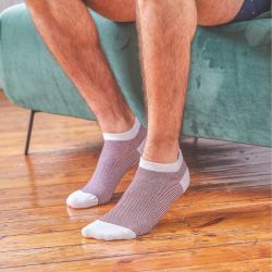 Striped purple ankle socks  combed cotton