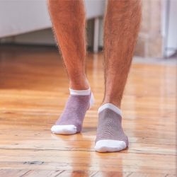 Striped purple ankle socks  combed cotton
