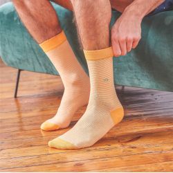 Orange striped socks  combed cotton