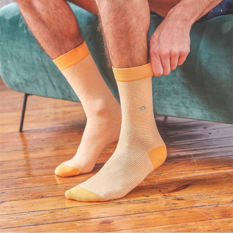 Cotton striped socks : Orange