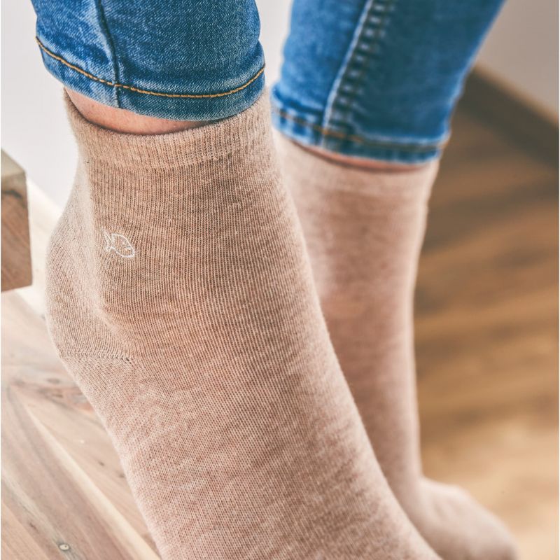 Mottled cotton socks Natural beige