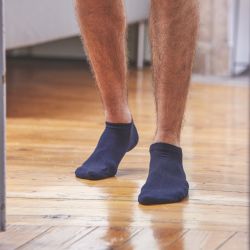Plain dark blue ankle socks  combed cotton