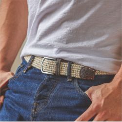 Elastic waxed cotton belt - Kara