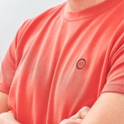 T-shirt maille piquée rouge pastèque  en coton biologique – 190gr