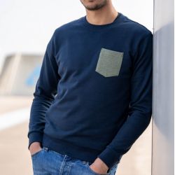Sweatshirt bleu marine  en coton biologique – 400 gr