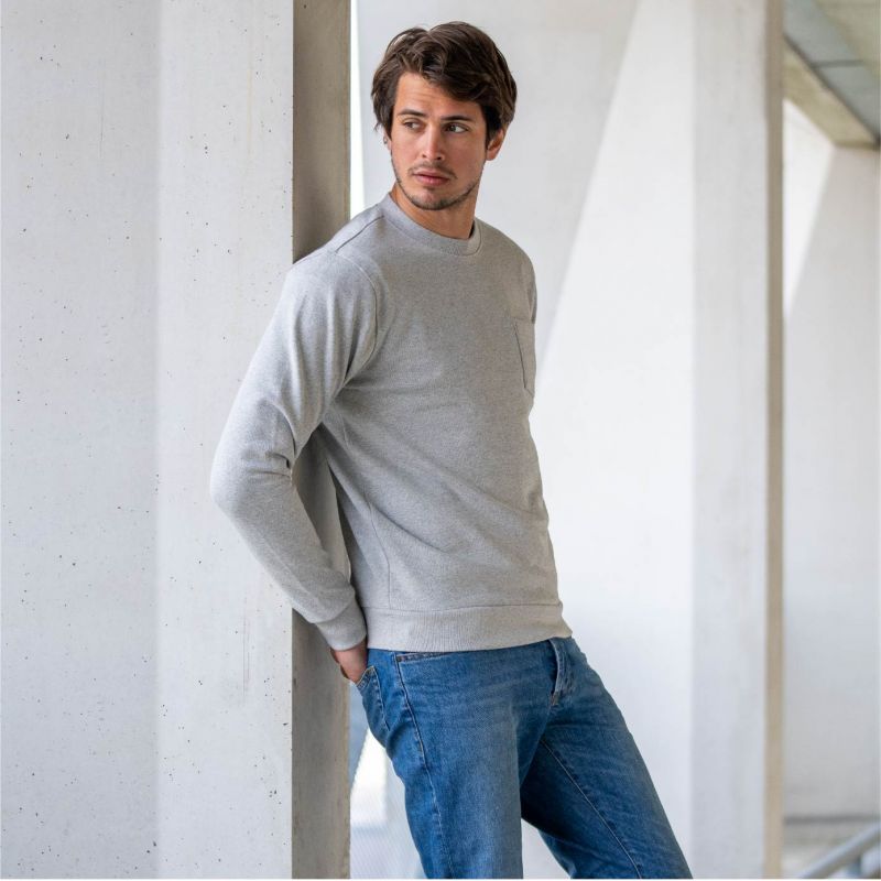 Sweatshirt gris chiné en coton biologique – 400 gr