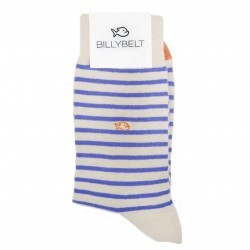 Cotton socks Wide Stripes Beige / Royal Blue