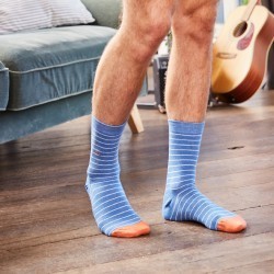 Cotton socks Thin Stripes Mottled Blue / White