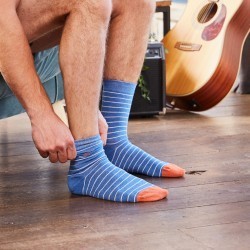 Cotton socks Thin Stripes Mottled Blue / White