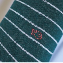 Cotton socks Thin Stripes Dark Green / Pink