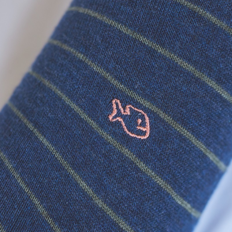 Cotton socks Thin Stripes Blue / Khaki