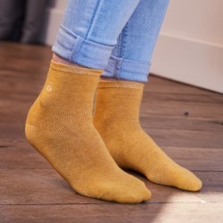 Mottled cotton socks Mustard