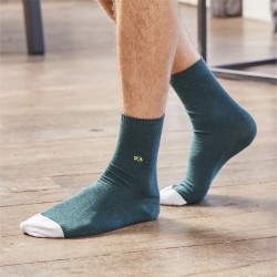 Pique knit Green and Grey socks  combed cotton