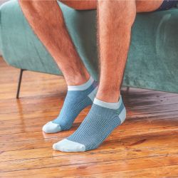 Striped navy blue ankle socks  combed cotton