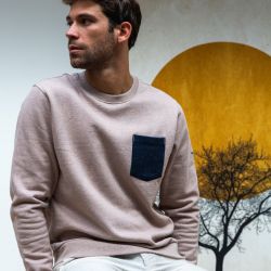 Sweatshirt taupe chiné  en coton biologique – 400 gr