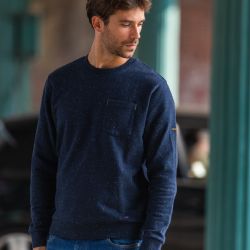 Sweatshirt bleu moucheté  en coton biologique – 400 gr