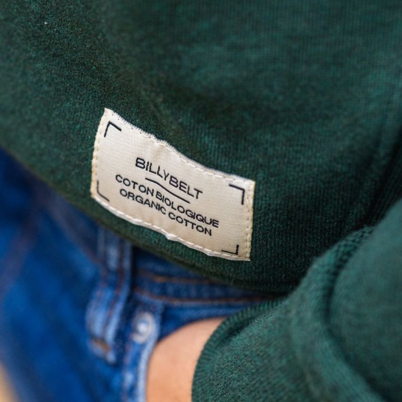 Sweatshirt vert chiné en coton biologique – 400 gr