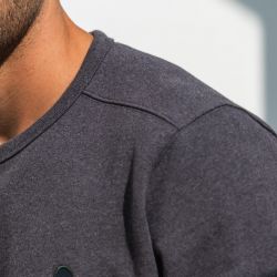 Sweatshirt gris foncé chiné  en coton biologique – 400 gr