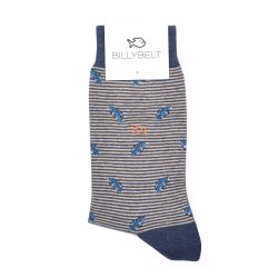 Blue leaves socks  combed cotton