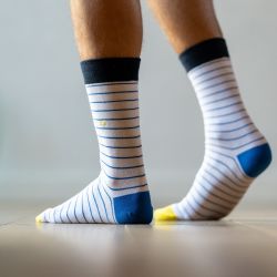 Cotton socks Thin Stripes White / Azur