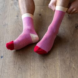 Cotton striped socks : Red and white