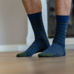 Cotton socks Wide Stripes Indigo / Khaki