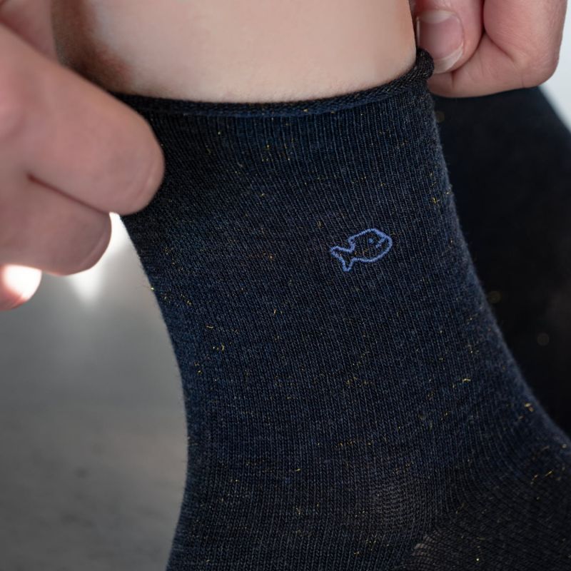 Blue roll edge socks