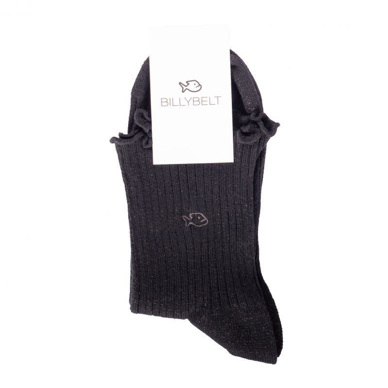 Black bourdon stitch cotton socks