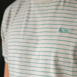 Organic cotton - Mottled beige/Emerald striped T-shirt - 190gr