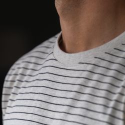 T-shirt 100% coton biologique Authentique - Rayé noir et beige