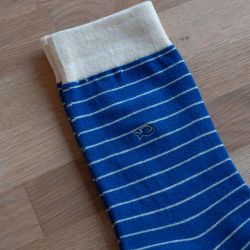Thin Royal Blue / Egg shell stripes socks  combed cotton
