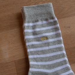 Wide Grey / White stripes socks  combed cotton