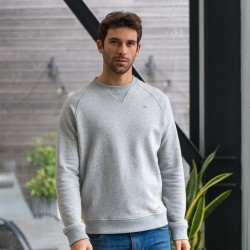 Sweatshirt gris clair chiné  en coton biologique – 380 gr