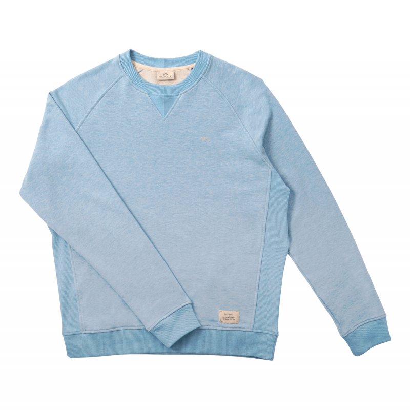 Sweatshirt bleu clair chiné en coton biologique – 380 gr