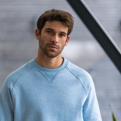 Sweatshirt bleu clair chiné  en coton biologique – 380 gr
