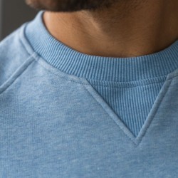 Sweatshirt bleu ciel chiné  en coton biologique – 380 gr