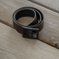 Dark brown leather belt - smooth effect