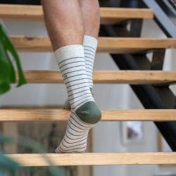 Thin Mottled grey / Navy stripes socks  combed cotton