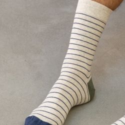 Cotton socks Thin Stripes Mottled grey / Navy