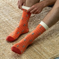 Orange cactus cotton socks