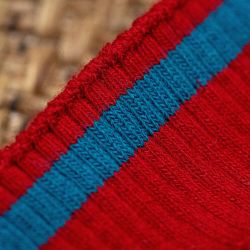 Pique knit Red and Petrol Blue socks  combed cotton