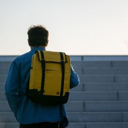 Backpack rectangular shape PU Fabric - Yellow