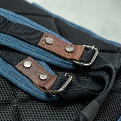 Backpack rectangular shape waxed cotton - navy blue