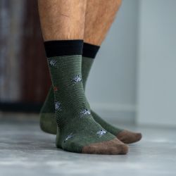 Khaki zebra design socks  combed cotton