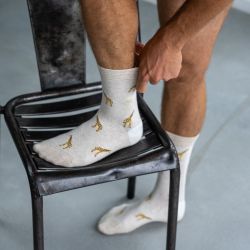 Cotton socks - animal design - Beige safari