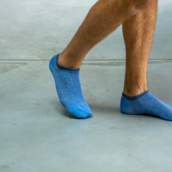Plain Mottled light blue ankle socks  combed cotton