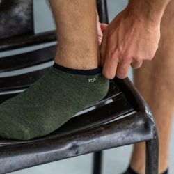 Plain Mottled khaki ankle socks  combed cotton