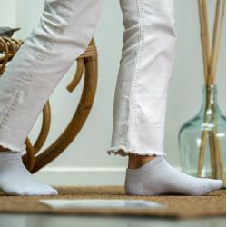 Women cotton ankle socks White Silver