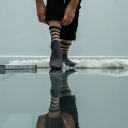 Transparent striped socks Black