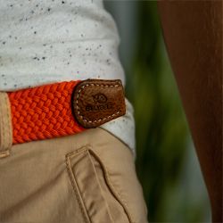 Elastic woven belt Vermilion Orange